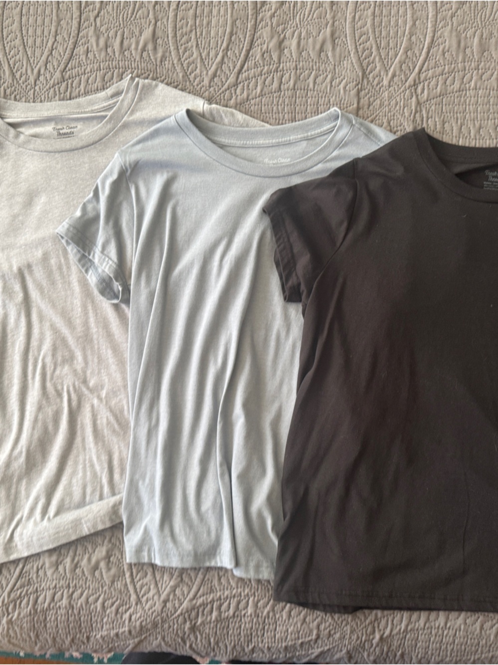 Everyday Crew Neck Tee - Set of Three - Black, Light Gray, Slate Blue